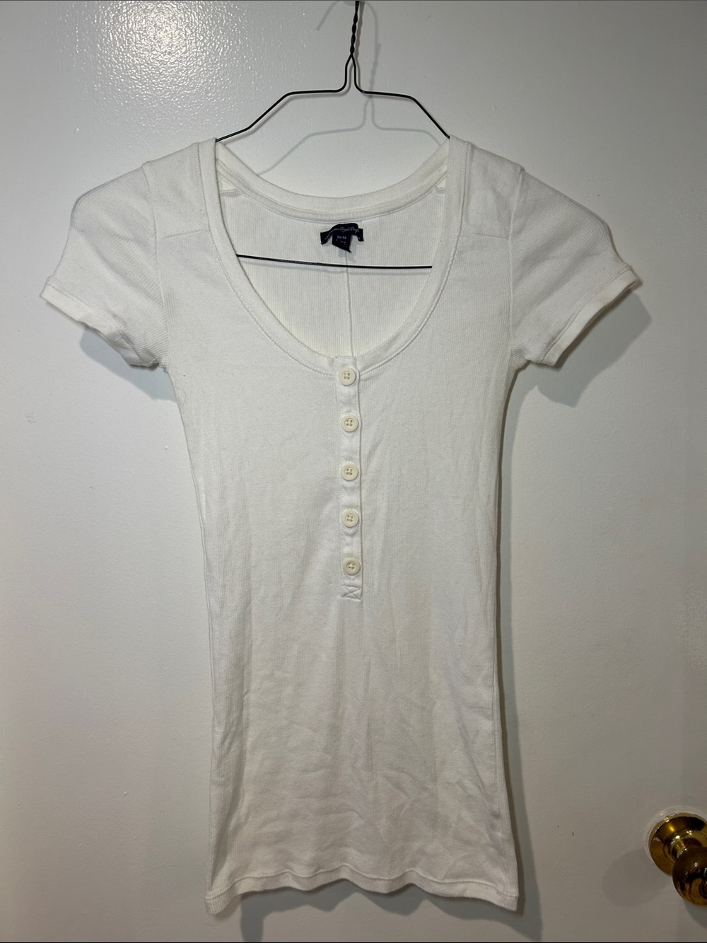 American Eagle Outfitters White Ribbed Scoop Tee size XS